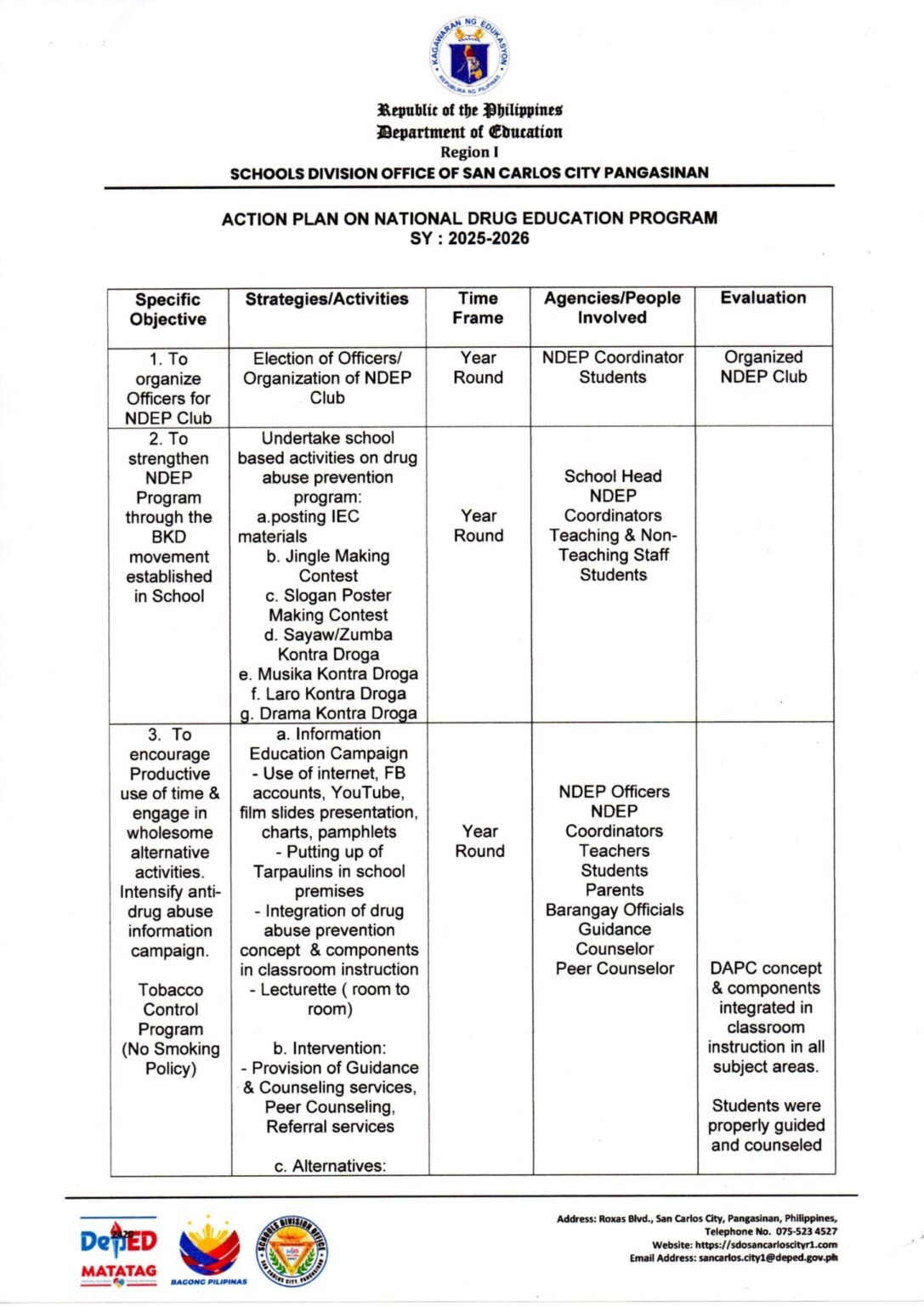 Ndep Report Division Memorandum No. 267 s, 2025 – SUBMISSION OF MONTHLY ...
